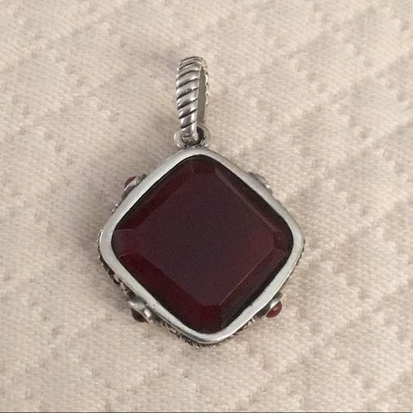BARSE Sterling Silver Rope Embellished Red Carnelian Pendant - Picture 9 of 11
